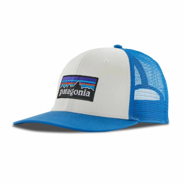Patagonia P-6 Logo Trucker Hat White w/Vessel Blue
