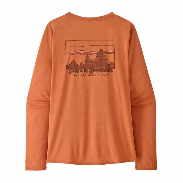 Patagonia Women's Long-Sleeved Capilene® Cool Daily Graphic Shirt "73 Skyline: Rock Melon X-Dye
