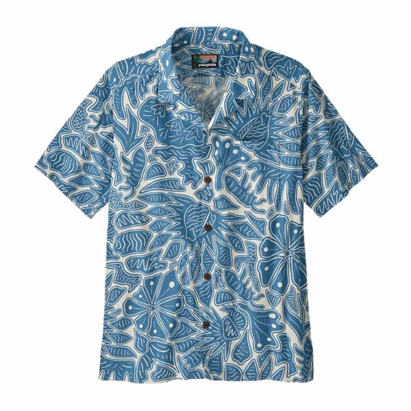 Patagonia Men's Tidal Threads Camp Shirt Bees and Flowers: Still Blue