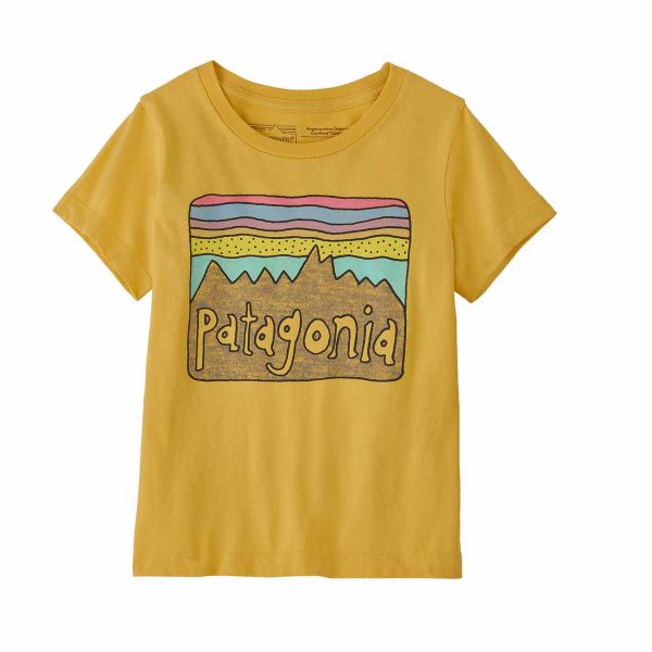Patagonia Baby Regenerative Organic Certified Cotton Fitz Roy Skies T-Shirt Surfboard Yellow