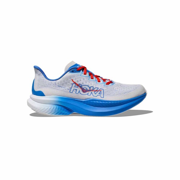 Hoka Mach 6 - Herren Laufschuh - WHITE / VIRTUAL BLUE (WHTV) Seitenansicht