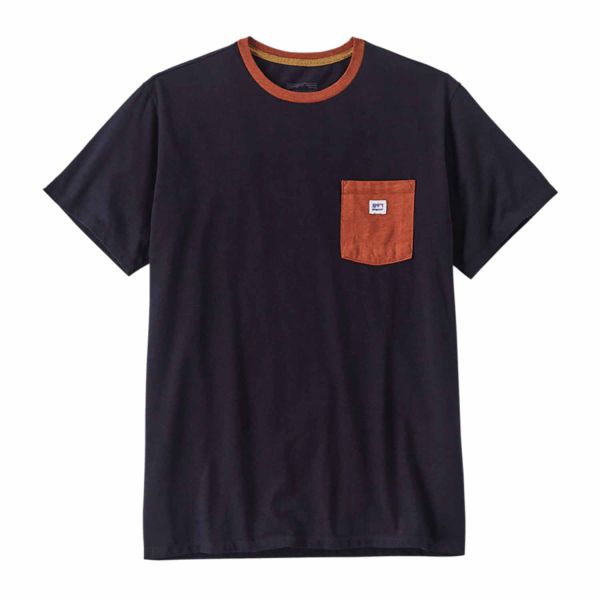 Patagonia Shop Sticker Pocket Responsibili-Tee - Unisex T-Shirt - Piton Purple