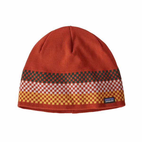 Patagonia Beanie Hat Mütze Checkered Stripe: Sandhill Rust