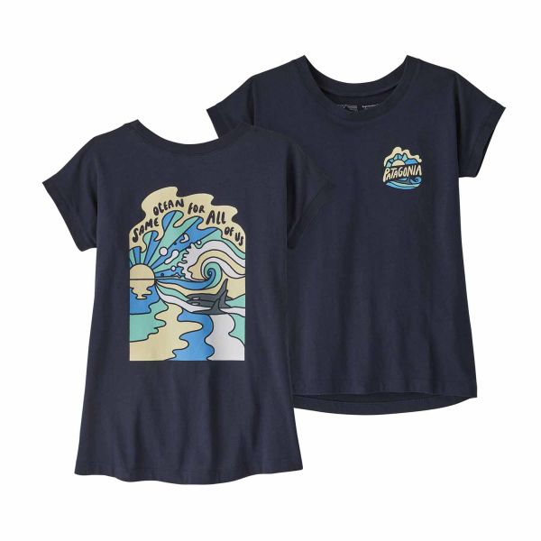 Patagonia Girl´s Regenerative Organic Certified Cotton Graphic T-Shirt Same Ocean: New Navy