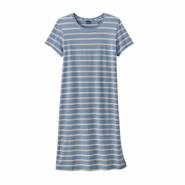 Patagonia W's Regenerative Organic Certified™ Cotton T-Shirt Dress Sunset Stripe: Light Plume Grey