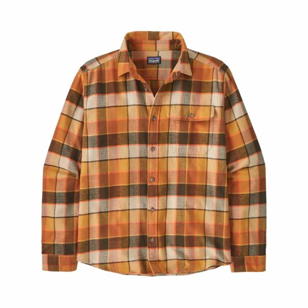 Patagonia Men's L/S Cotton in Conversion Lightweight Fjord Flannel Shirt Rocky: Otter Brown