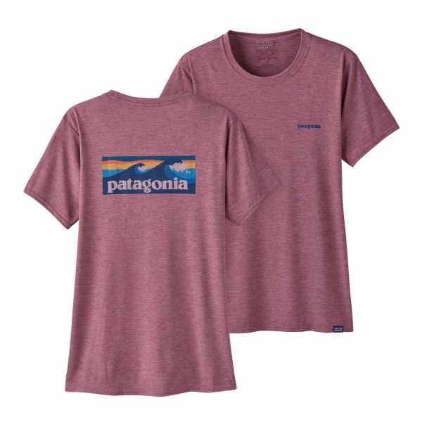 Patagonia Women's Capilene® Cool Daily Graphic Shirt Boardshort Logo: Evening Mauve X-Dye