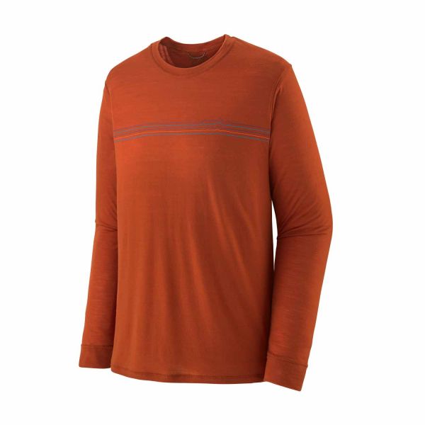 Patagonia Men's Long-Sleeved Capilene® Cool Merino Graphic Shirt Fitz Roy Fader: Sandhill Rust
