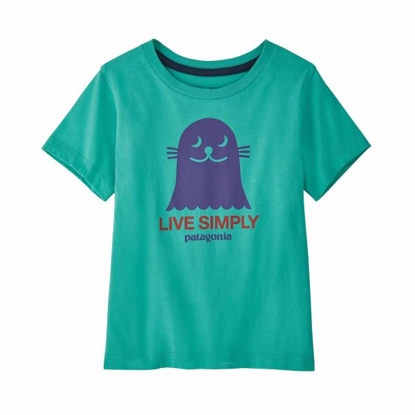 Patagonia Baby Regenerative Organic Certified Cotton Graphic T-Shirt Live Simply Seal: Fresh Teal