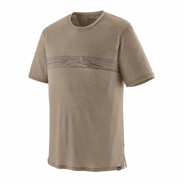Patagonia Men's Capilene Cool Merino Graphic Shirt Strata Stripe: Seabird Grey