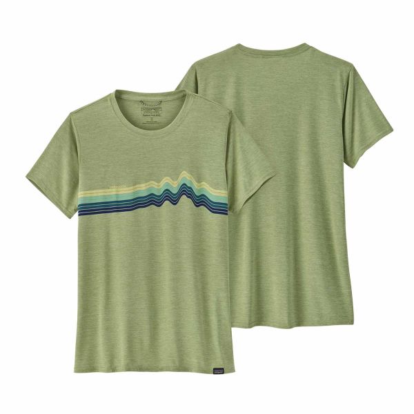 Patagonia Women's Capilene® Cool Daily Graphic Shirt Ridge Rise Stripe: Salvia Green X-Dye