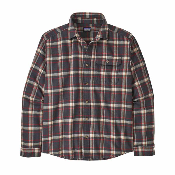 Patagonia Men's L/S Cotton in Conversion Lightweight Fjord Flannel Shirt Major: Ink Black