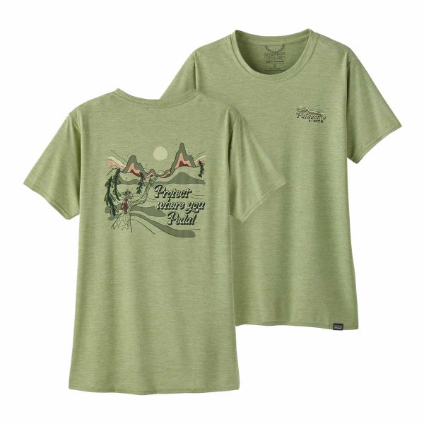 Patagonia Women's Capilene® Cool Daily Graphic Shirt Protect Pedal: Salvia Green X-Dye