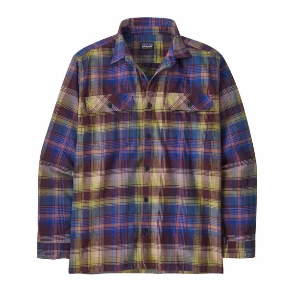 Patagonia M's Long-Sleeved Organic Cotton Midweight Fjord Flannel Shirt Sun Rays: Obsidian Plum