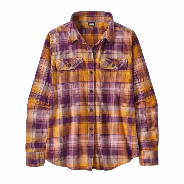 Patagonia Women's Long-Sleeved Organic Cotton Midweight Fjord Flannel Sun Rays: Night Plum