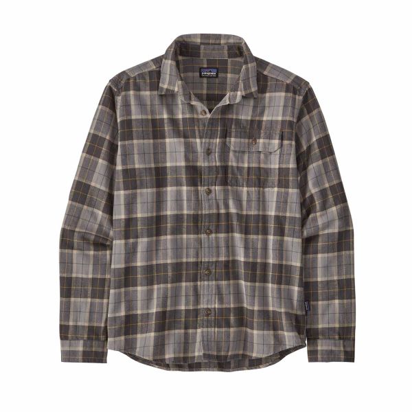 Patagonia Men's L/S Cotton in Conversion Lightweight Fjord Flannel Shirt Beach Plaid: Forge Grey