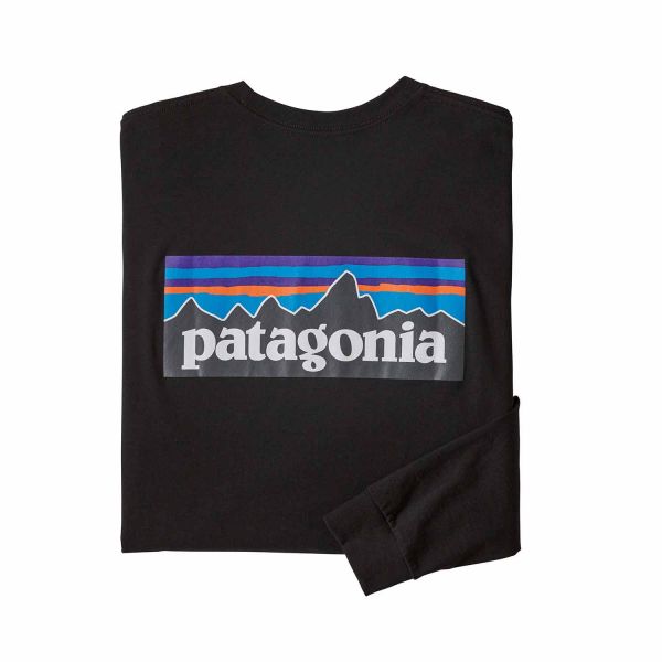 Patagonia Men's Long-Sleeved P-6 Logo Responsibili-Tee® Black