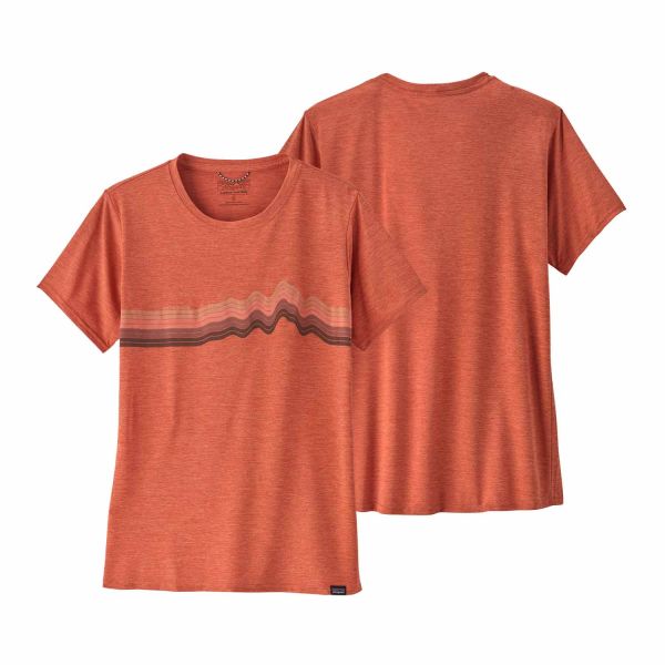 Patagonia Women's Capilene® Cool Daily Graphic Shirt Ridge Rise Stripe: Quartz Coral X-Dye