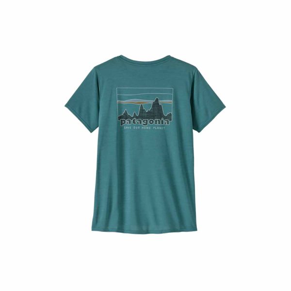 Patagonia Women's Cap Cool Daily Graphic Shirt "73 Skyline: Wetland Blue X-Dye