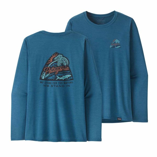 Patagonia Men's Long-Sleeved Capilene® Cool Daily Graphic Shirt '73 Skyline: Belay Blue X-Dye