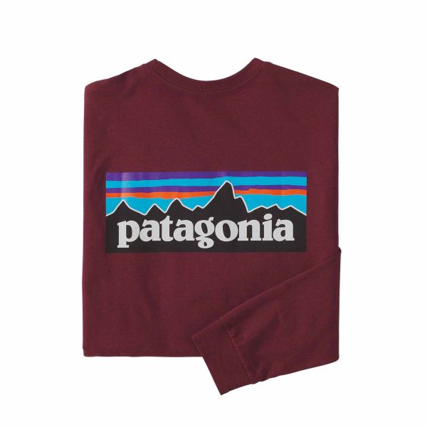 Patagonia Men's Long-Sleeved P-6 Logo Responsibili-Tee® Sequoia Red