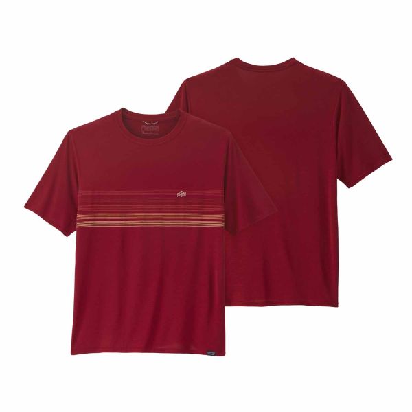 Patagonia M´s Capilene Cool Daily Graphic Shirt Line Logo Ridge Stripe: Wax Red X-Dye